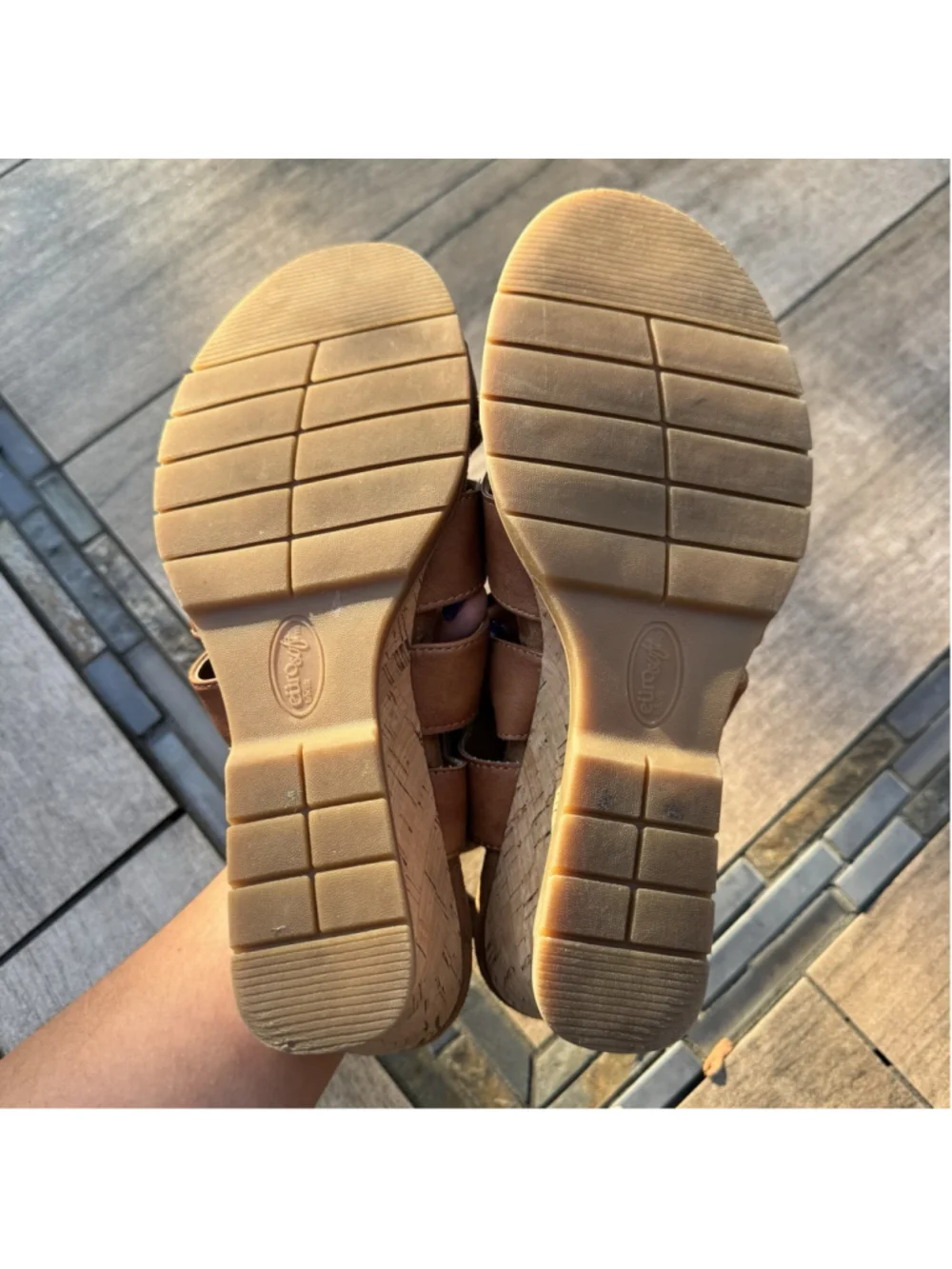 EuroSoft by Sofft Sadra Women's Tan Brown Strappy Wedge Sandals 10 Comfort Shoes